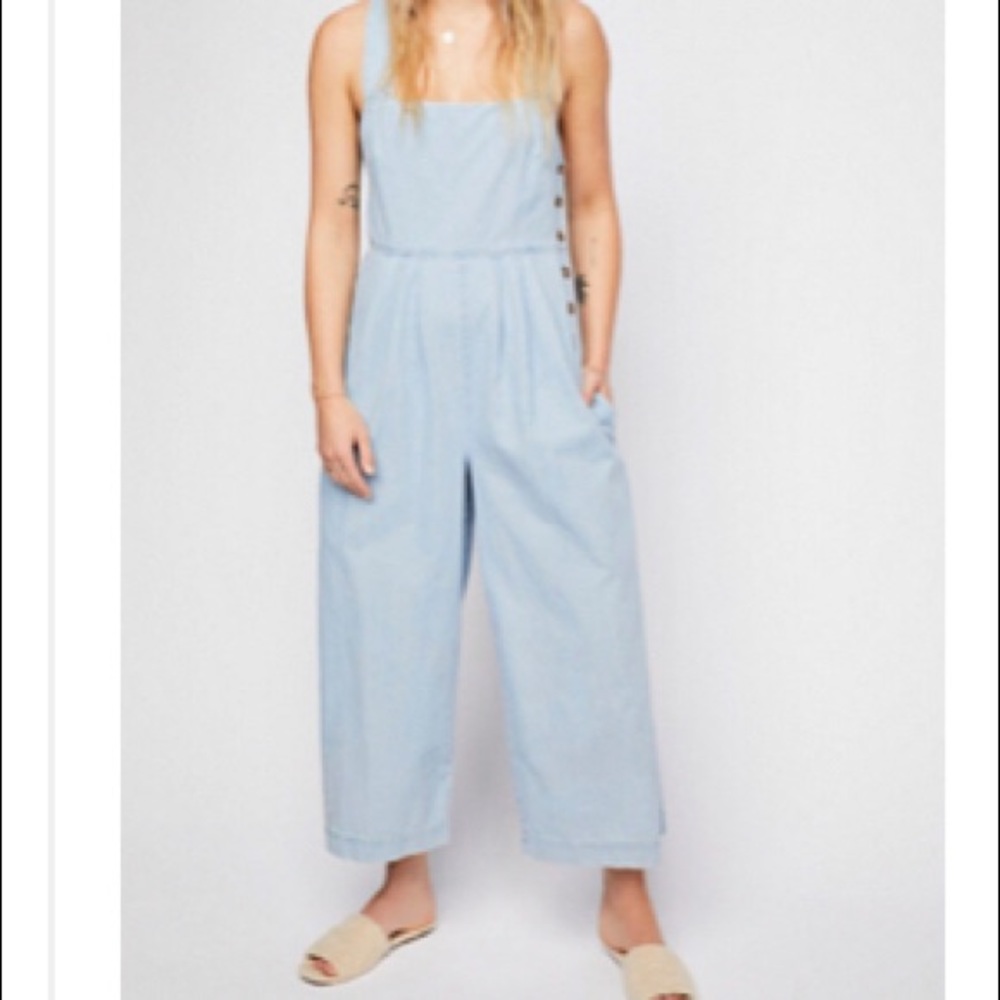 Free People Fara denim jumpsuit